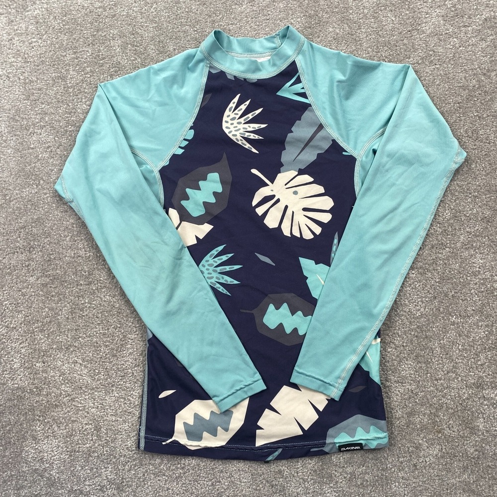 DaKine Surf Flow Snug Fit Abstract Palm Blue Swimwear Shirt Women's Size XS